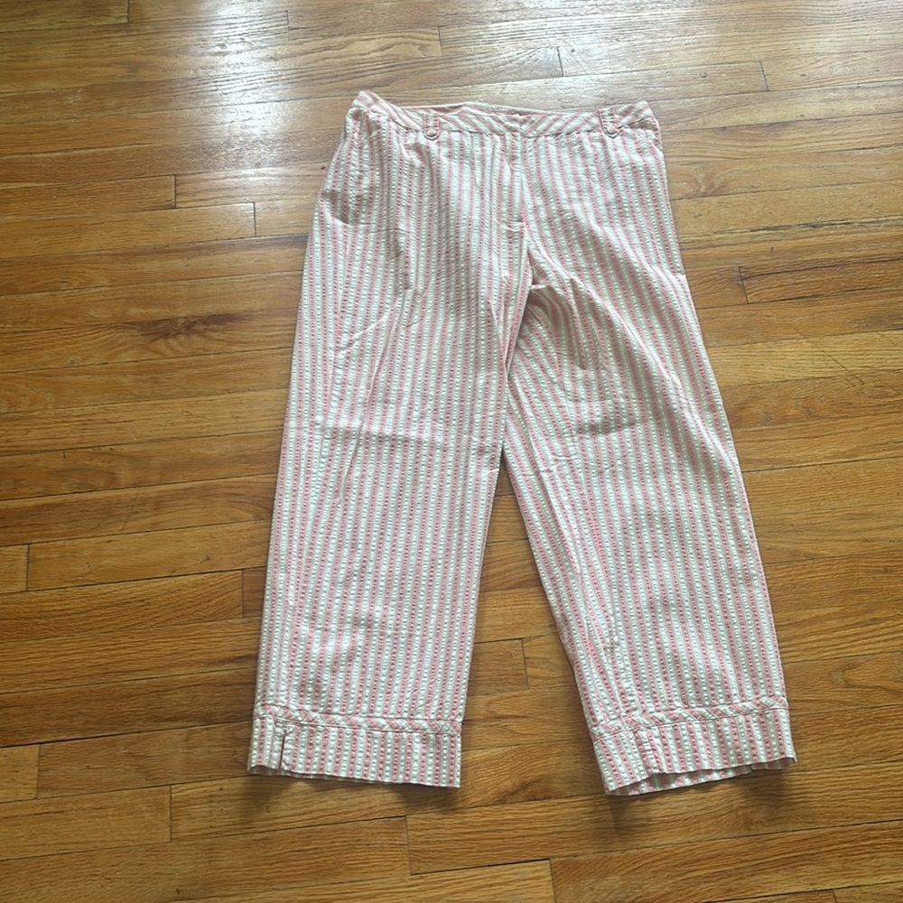 Sigrid Olsen Sport 100% Cotton Striped Cropped  Pants